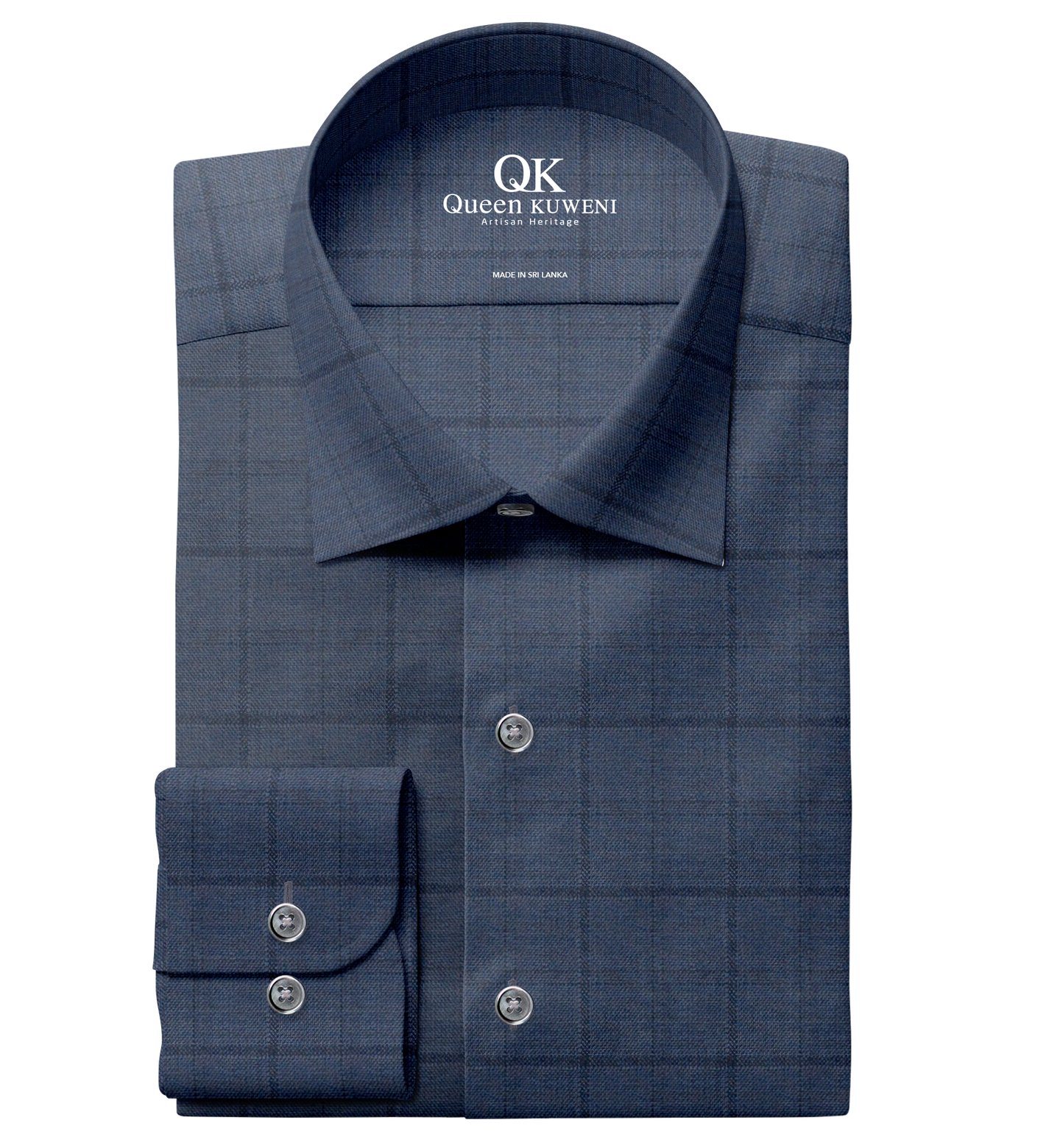 Artisan Men’s Dark Blue Checkered Dress Shirt