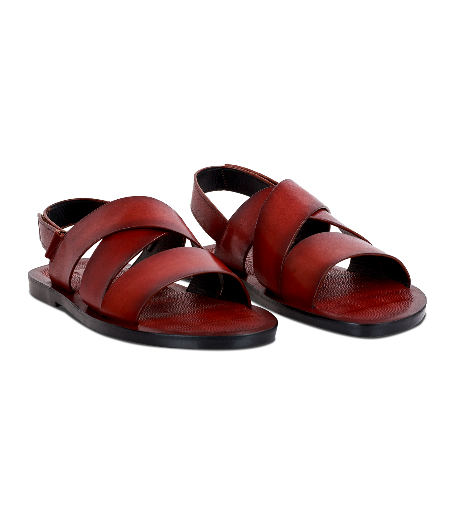 Premium Men’s Reddish-Brown Leather Multi-Strap Sandals
