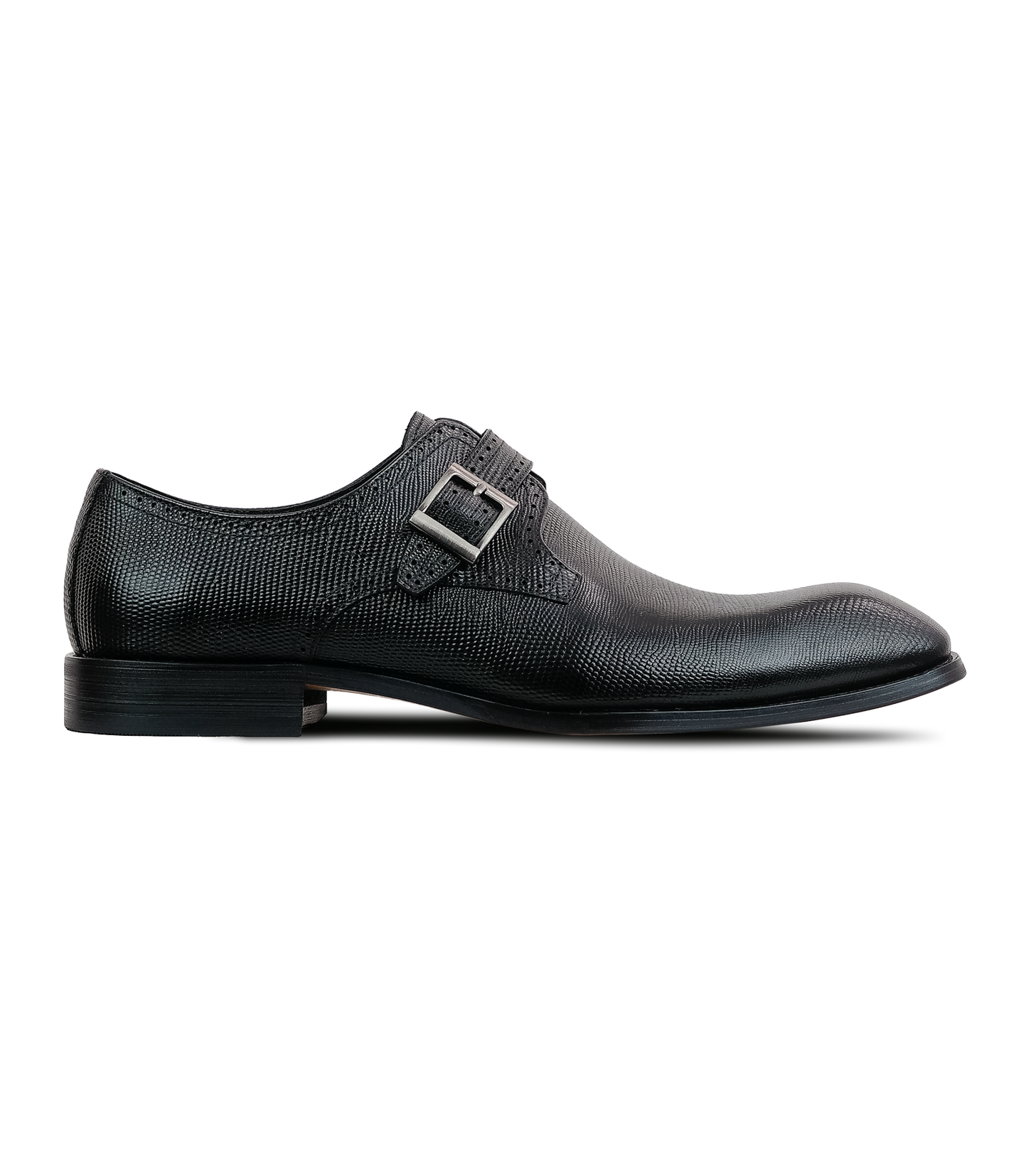 Premium Men’s Black Leather Monk Strap Shoes
