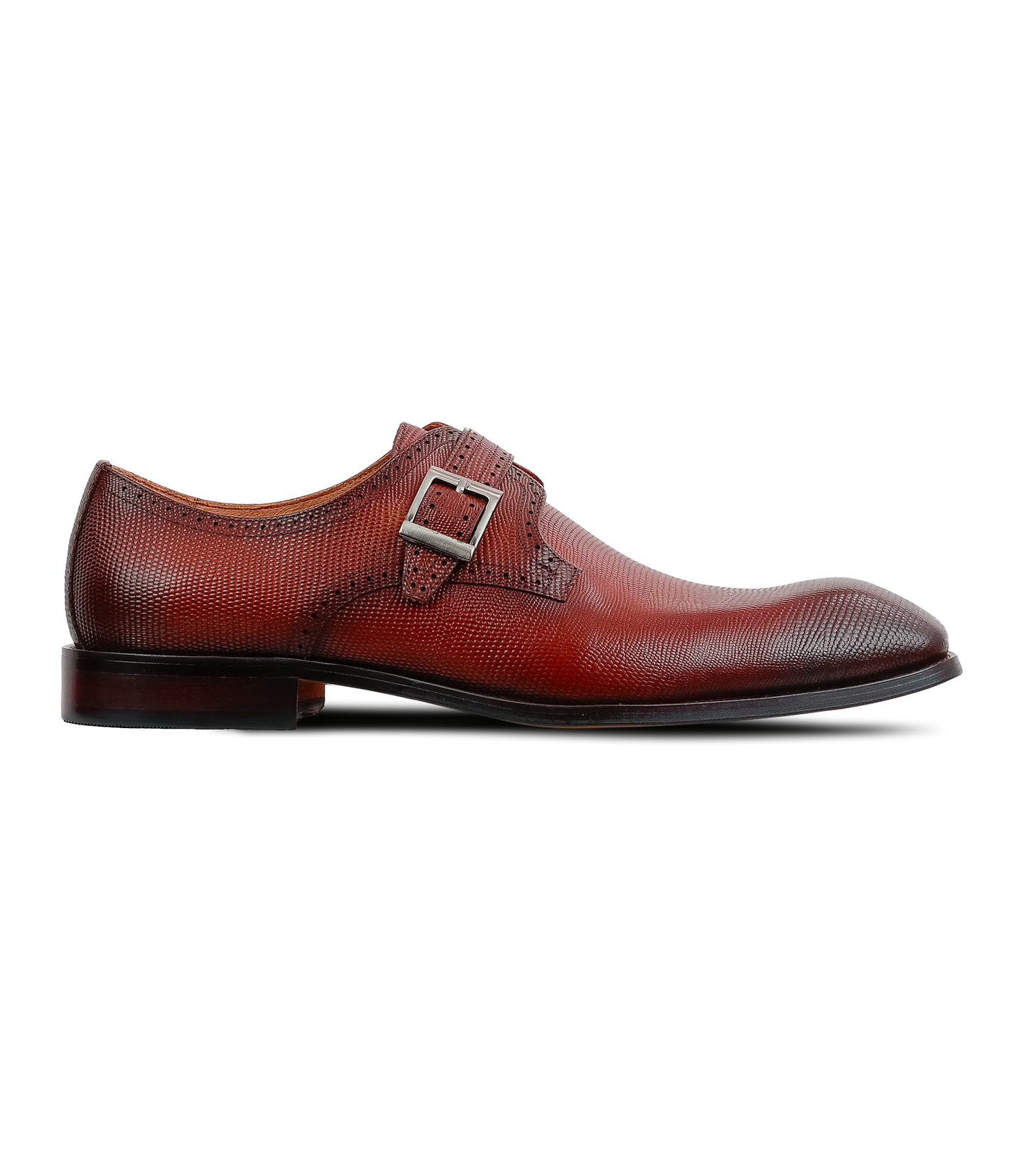 Premium Men’s Reddish-Brown Leather Monk Strap Shoes